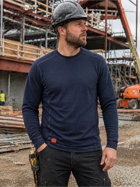 Helly Hansen Other - Helly Hansen HH Workwear Base Layer Thermal Shirt Navy Blue Long Fit Size M